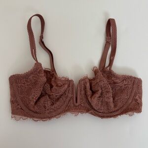 Auden Unlined Lace Balconette Bra Brown Size 32B